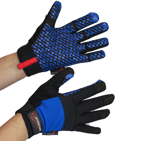 SAFE HANDLER Super Grip Gloves, Blue/Black, Large/X-Large, PR BLSH-MSRG-14-LXL1B
